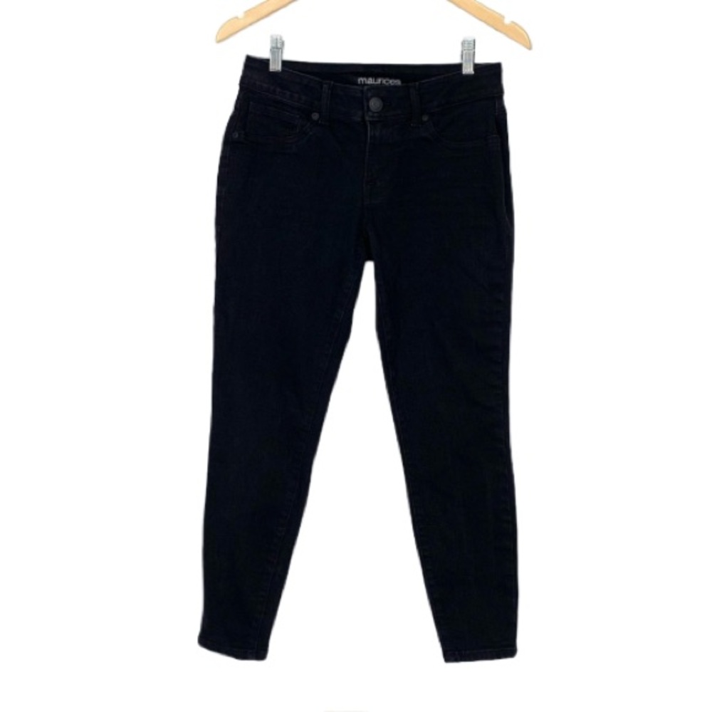 Maurices Solid Black Mid Rise Denim Jeans Classic Crop Size 8 Short
